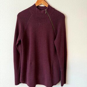 Tahari Burgundy Mock‎ Neck Tunic Sweater with pockets Size Medium